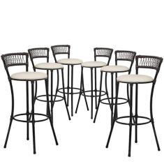 Kit 6 Banquetas Alta Forts Fio de Fibra Proteção UV Bancada, Área Gour