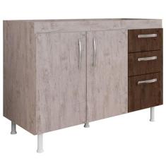 Balcão Gabinete de Pia 120cm Nathan 2 Portas Rústico/Chocolate - Nathy