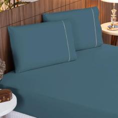 Lençol Casal 400 Fios com 2 Fronhas Ponto Palito Toque Macio - Suite S