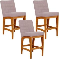 Kit 03 Banquetas Baixa Para Cozinha Bancada Bar Sala Jantar Fixa Mila 