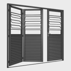 Portão de Abrir Pantografico com 3 Basculas sem Vidro 215x245 Req: 5 Cinza