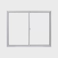 Janela de Alumínio de Correr 100x100cm 2 Folhas com Vidro Mini Boreal Linha Soft mgm Branco