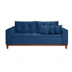 Sofá Atenas 2,00m 3 Lugares Império Estofados Veludo Azul Marinho 171