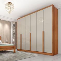 Guarda Roupa Casal 6 Portas 6 Gavetas - Fortuna-Cinamomo/Off White - T