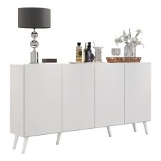 Aparador Buffet 4 Portas Com Pés Retrô Branco
