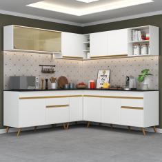 Cozinha Completa De Canto Veneza Gw Mp2061 Com Armário E Balcão Branca