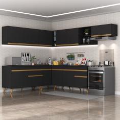 Cozinha Completa De Canto Veneza Gb Mp2068 Com Armário E Balcão Preta