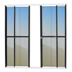 Porta De Correr 4 Folhas Super Vidro Reflex 210cm X 200cm Brimak Mix Preto