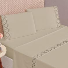 Jogo De Lençol Casal Isa Micropercal 300 Fios 4 Peças Cáqui