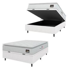 Cama Box Baú Colchão Casal Espuma D33 Vangogh Pillow Top 138x188x70cm 