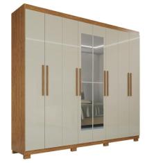 Guarda-Roupa Casal 100% MDF 8 Portas e 4 Gavetas Heros Com Espelho- Tu