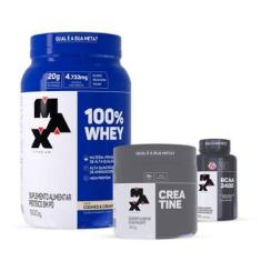Combo Max Titanium 100% Whey 900g, Creatina 300g e BCAA 60 Cápsulas-Unissex