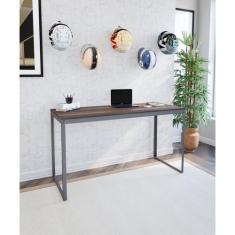 Escrivaninha Mesa Escritório 135x55 135cm Cinza Grafite E Nogal - Comp