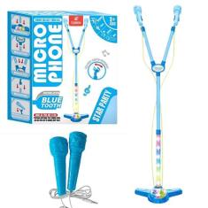 Brinquedo Microfone Infantil Dupla Com Luz Divertido Musical Castela -