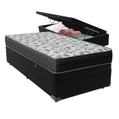 Cama Box com Baú Solteiro Preto Ortobom Colchão ISO100 D33