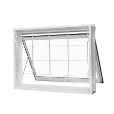 Janela de Aço Maxim-ar 60x80cm com Grade Quadriculada e Vidro Liso Qualitysol Ramassol Branco