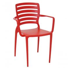 Cadeira Sofia Encosto Vazado com Braço Vermelha Tramontina