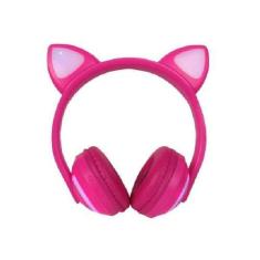 Fone De Ouvido Headphone Bluetooth Com Orelha De Gato Rosa - Exbom