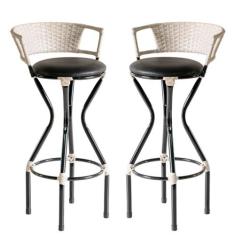 Conjunto 2 Banquetas com Assento Estofado Charme em Ferro - Coage Móve