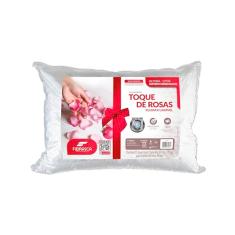Travesseiro Toque de Pluma - Plumax Toque de Rosas- Integralmente lavável em máquina - P/fronhas 50x70 cm - Fibrasca, Branco