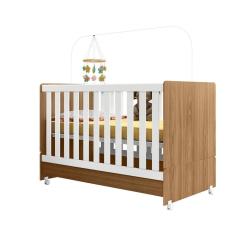 Berço Mini Cama 2 Em 1 Quarto Infantil Bebê 4 Rodinhas/Rodízios C/ Colchão Encanto