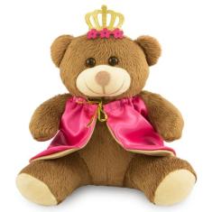 Ursinho de Pelúcia Realeza 25cm Decoração Infantil - Toybrink, Marrom,