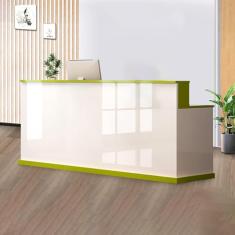Mesa de recepção de escritório, mesa de recepção moderna, balcão de caixa com balcão, balcão de recepção com gavetas bloqueáveis, vem com armários, adequado para recepção de salão, recepção da