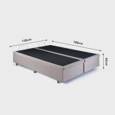 Base Box Baú Casal Bipartido 138x188x42cm com Pistão a Gás