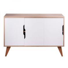 Buffet Aparador Com 3 Portas Murano Carvalho E Branco