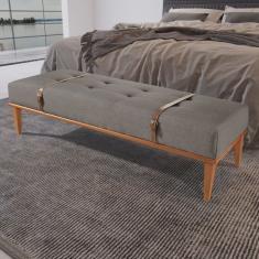 Recamier em Linho 150cm com Cinto em Couro Yarin Cinza