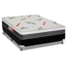 Cama Box Casal: Colchão Anatômico Plumatex D28/Ep Falcon Ultra Firme + Base Crc Suede Black(138X188)