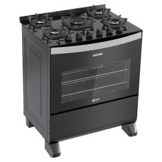 Fogão De Piso Azzure Glass 5 Bocas Easy Clean Clarice Preto Bivolt