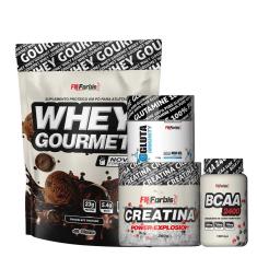 Kit Whey Gourmet Refil + Creatina 300g + Glutamina 150g + BCAA 100 cáps - FN Forbis-Unissex