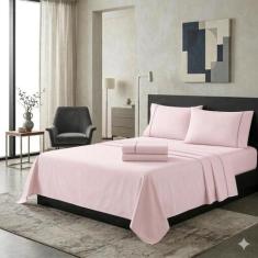 Jogo Lençol King 400 Fios 4 Peças algodao - Rafaloro, Rosa