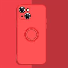 Capa de telefone de silicone líquido macio para iPhone 11 12 13 Pro Max 13Mini XS Max X XR 7 8 Plus SE 2020 Stand Ring Capa à prova de choque, vermelha, para iPhone XS Max