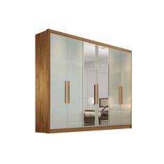 Guarda Roupa Casal 6 Portas e 6 Gavetas c/ Espelho Rizon/Linea Cumaru/Fendi - Novo Horizonte