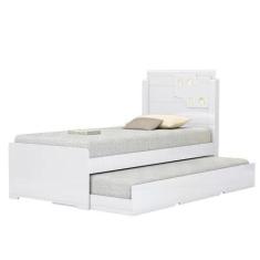 Cama De Solteiro Bibox Luiza Branco  Vitamov