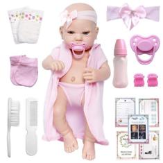 Bebe Boneca Reborn Menina Siliconada Realista com 20 Itens - Cegonha R
