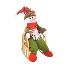 Boneco de Neve Decor Pelúcia Xadrez Vermelho e Verde na Cadeira de Balanço 28cm - Master Christmas
