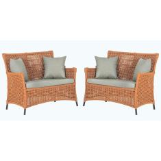 2 Sofás área Externa Igapó Alumínio Preta Corda Náutica E3 Terra Cota