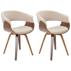 Kit 02 Cadeiras Decorativas para Escritório Recepção Ohana Fixa Linho Bege Gran Belo