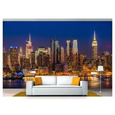 Papel De Parede Cidade Prédios Luzes Noite 3D Ncd183 - Você Decora