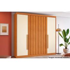 Guarda Roupa Solteiro 4 Portas 2 Ripadas E 4 Gavetas Grécia Cinamomo-off White Conquista