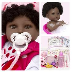 Boneca Reborn Pretinha Girafa Cabelo Cacheado Com Itens Luxo - Cegonha