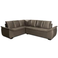 Sofá de Canto Alphaville 6 Lugares Fixo 267cm Marrom Veludo Tabaco Hellen Estofados e Colchões