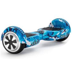 Hoverboard Skate Elétrico 6.5 Azul Camuflado Led Bluetooth