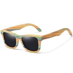 Óculos de Sol Artesanal de Madeira Clássica Moda Quadrada designer de madeira óculos proteção uv lente s3834 (Preto)