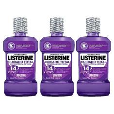 Kit com 3 Antissépticos Bucal Listerine Cuidado Total 250ml