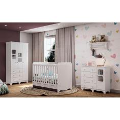 Quarto Completo Bebe Moveis Peroba Ben Berço 3x1 MDF Uli
