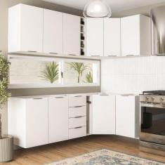 Cozinha Modulada 8 Peças Sem Tampo Ipanema Cabecasa MadeiraMadeira Branco Branco